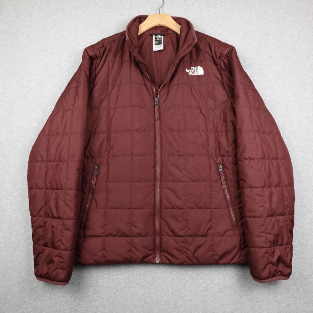North Face Puffer Jacket Mens Medium Burgundy Insulated Outdoor Hike Lightweight